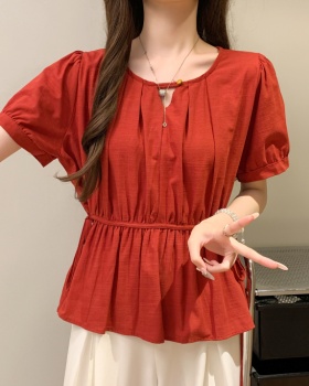 Western style loose tops short short sleeve shirt for women