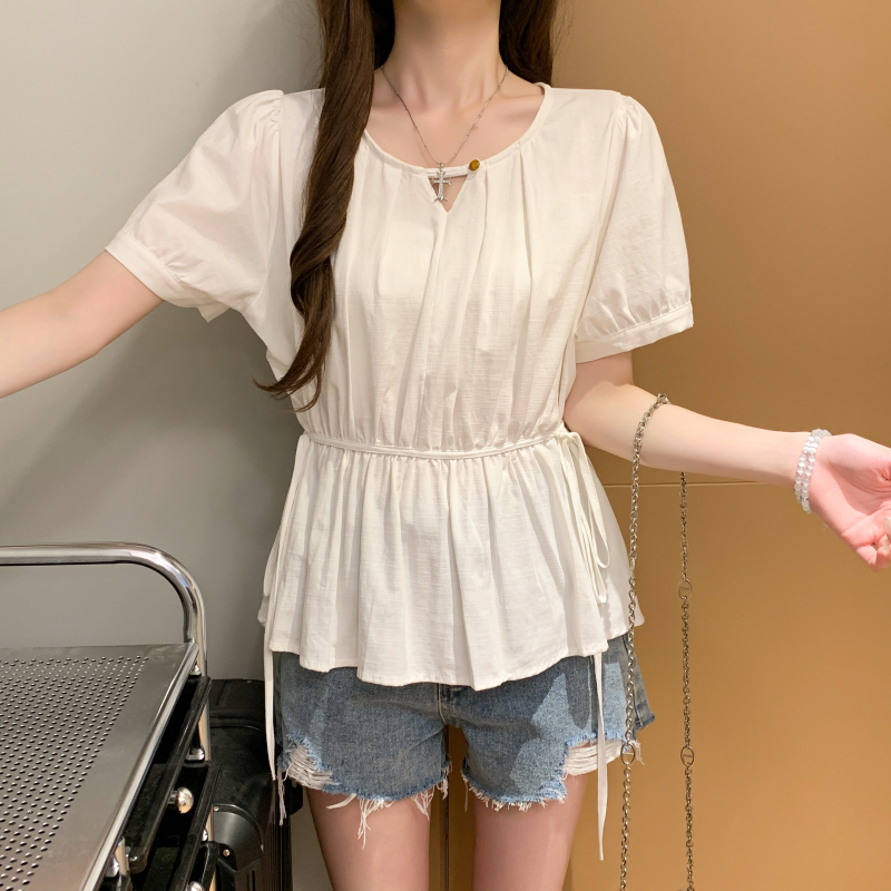 Western style loose tops short short sleeve shirt for women