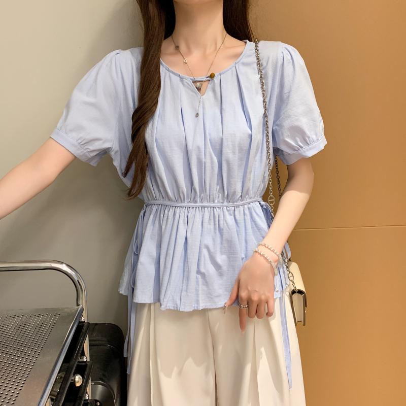 Western style loose tops short short sleeve shirt for women