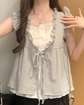 Loose sleeveless vest wood ear doll shirt for women