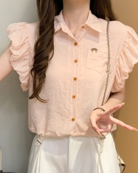 Drawstring boats sleeve tops short sleeveless shirt