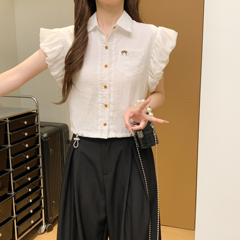 Drawstring boats sleeve tops short sleeveless shirt