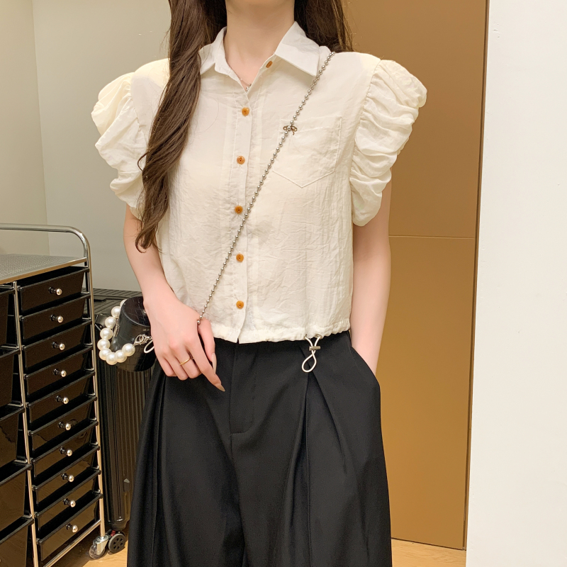 Drawstring boats sleeve tops short sleeveless shirt