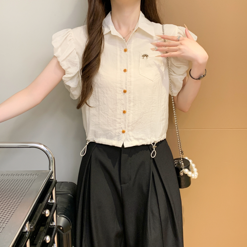 Drawstring boats sleeve tops short sleeveless shirt
