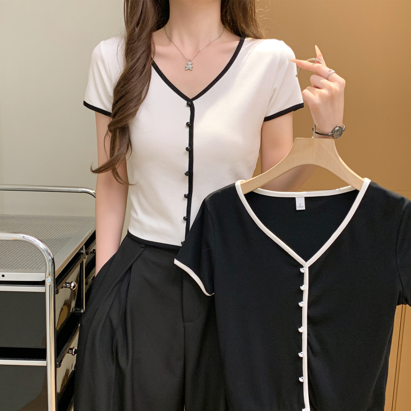High waist unique T-shirt chanelstyle tops for women