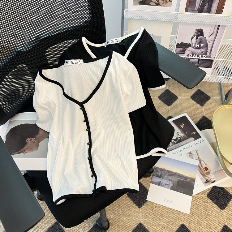 High waist unique T-shirt chanelstyle tops for women
