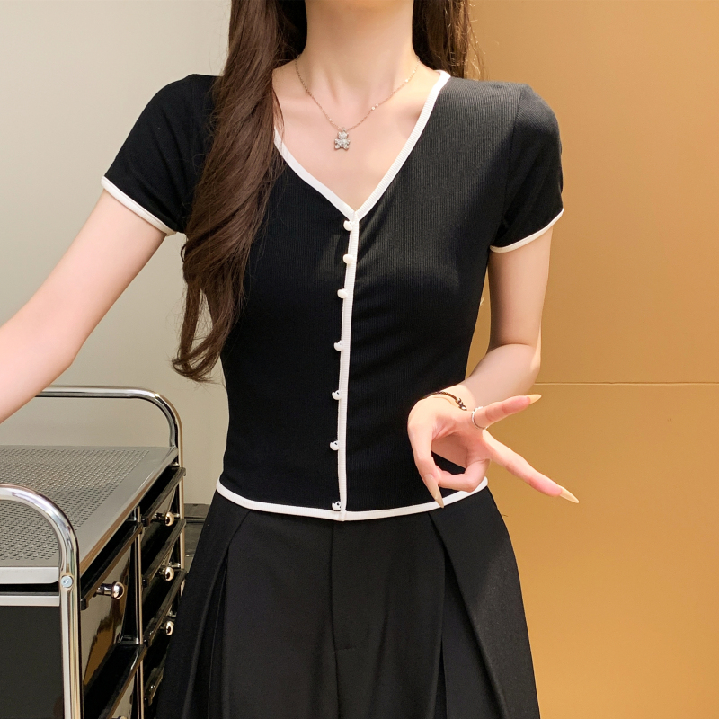 High waist unique T-shirt chanelstyle tops for women