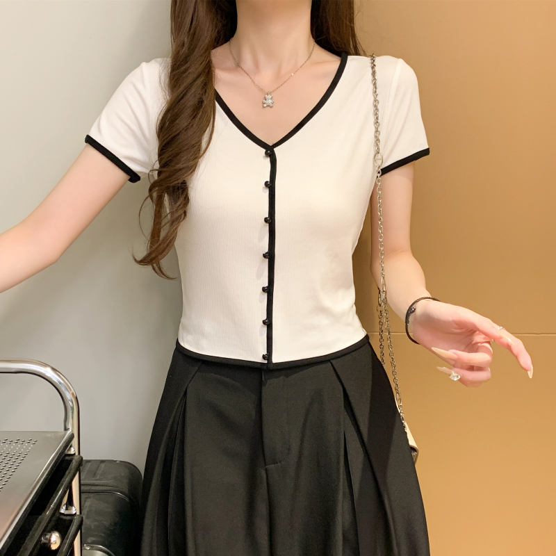 High waist unique T-shirt chanelstyle tops for women