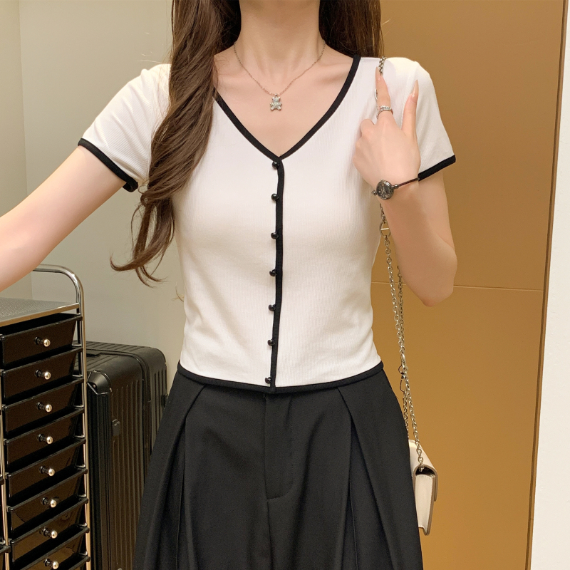 High waist unique T-shirt chanelstyle tops for women