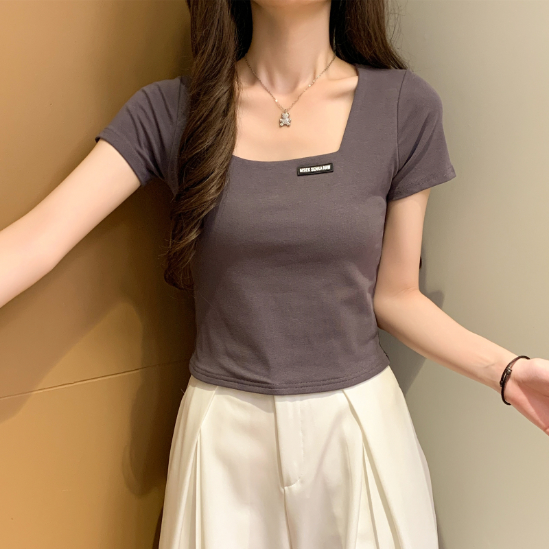 Temperament short sleeve T-shirt short high waist tops