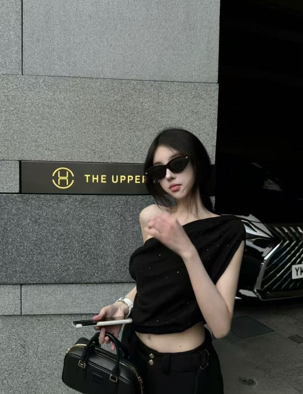 Wool knitted short sleeve irregular T-shirt for women