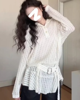 Slim Casual tops beige long sleeve sweater for women