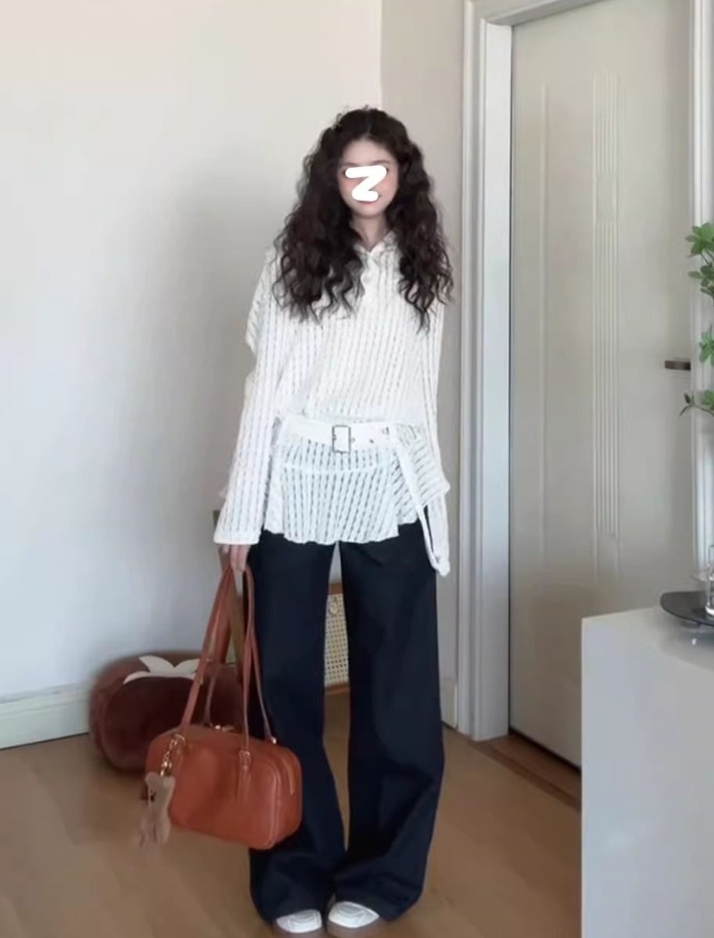 Slim Casual tops beige long sleeve sweater for women
