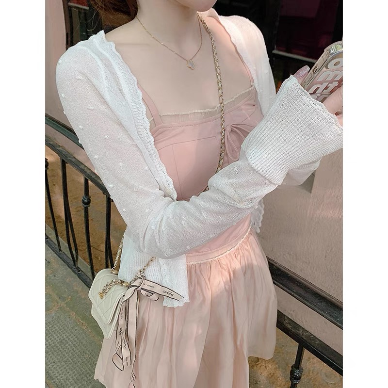 Summer Japanese style thin cardigan talasite knitted tops for women