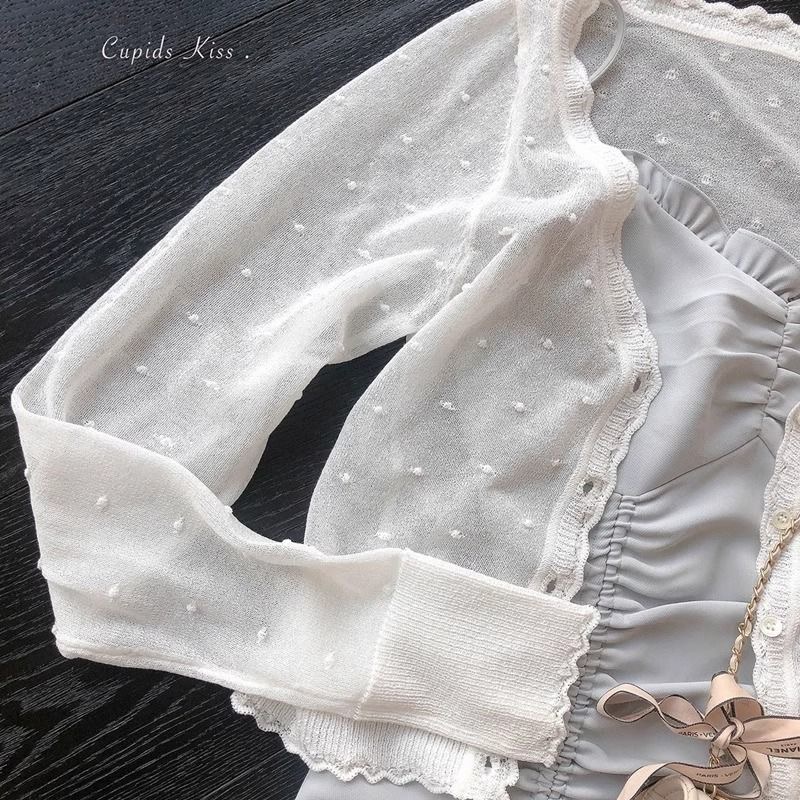 Summer Japanese style thin cardigan talasite knitted tops for women