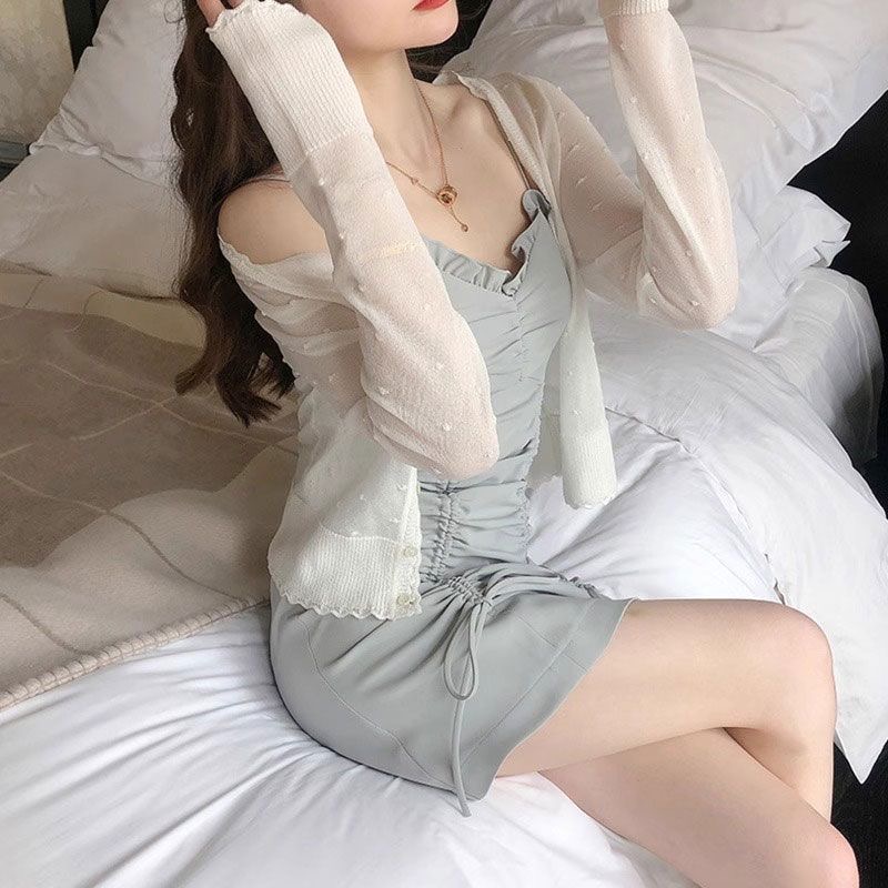 Summer Japanese style thin cardigan talasite knitted tops for women