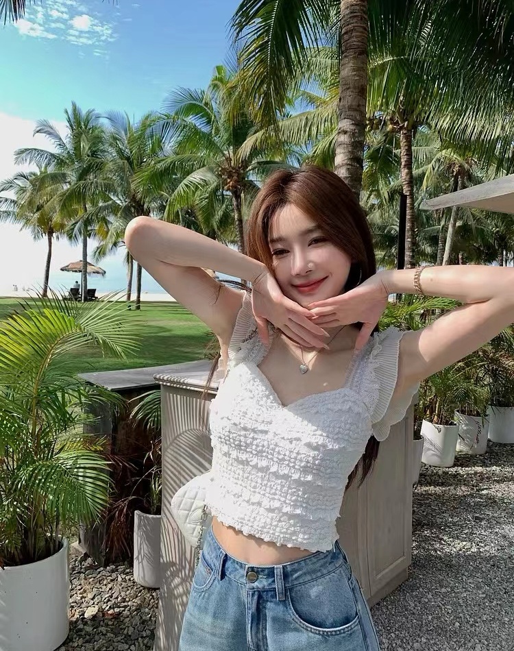 Short elasticity tops Casual small shirt