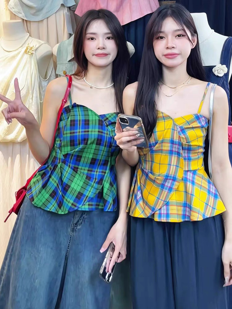 High waist horizontal collar vest thin tops for women
