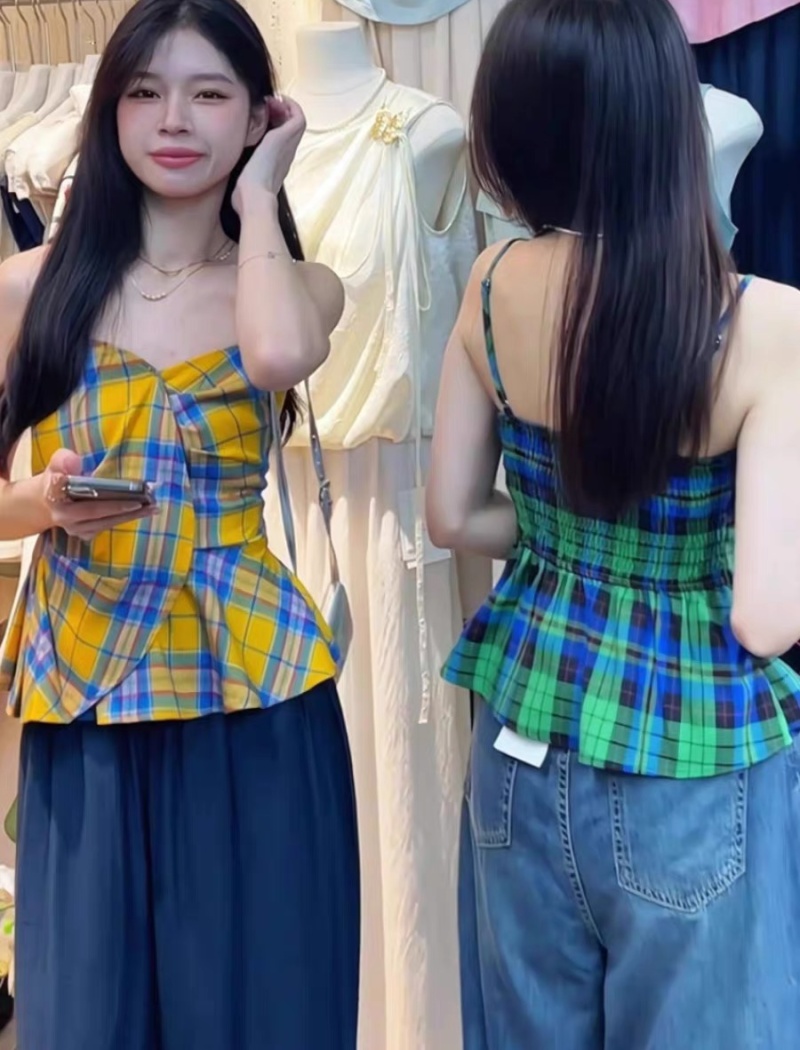 High waist horizontal collar vest thin tops for women