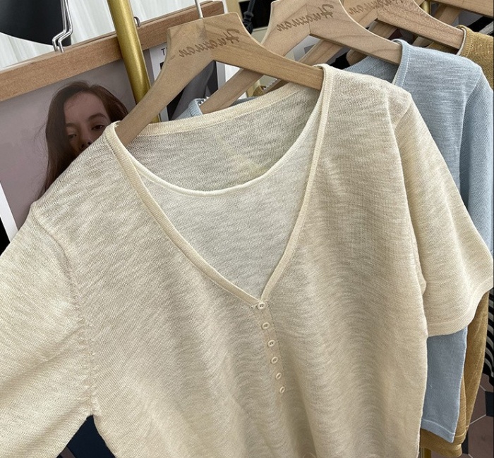 V-neck T-shirt air conditioning sweater for women
