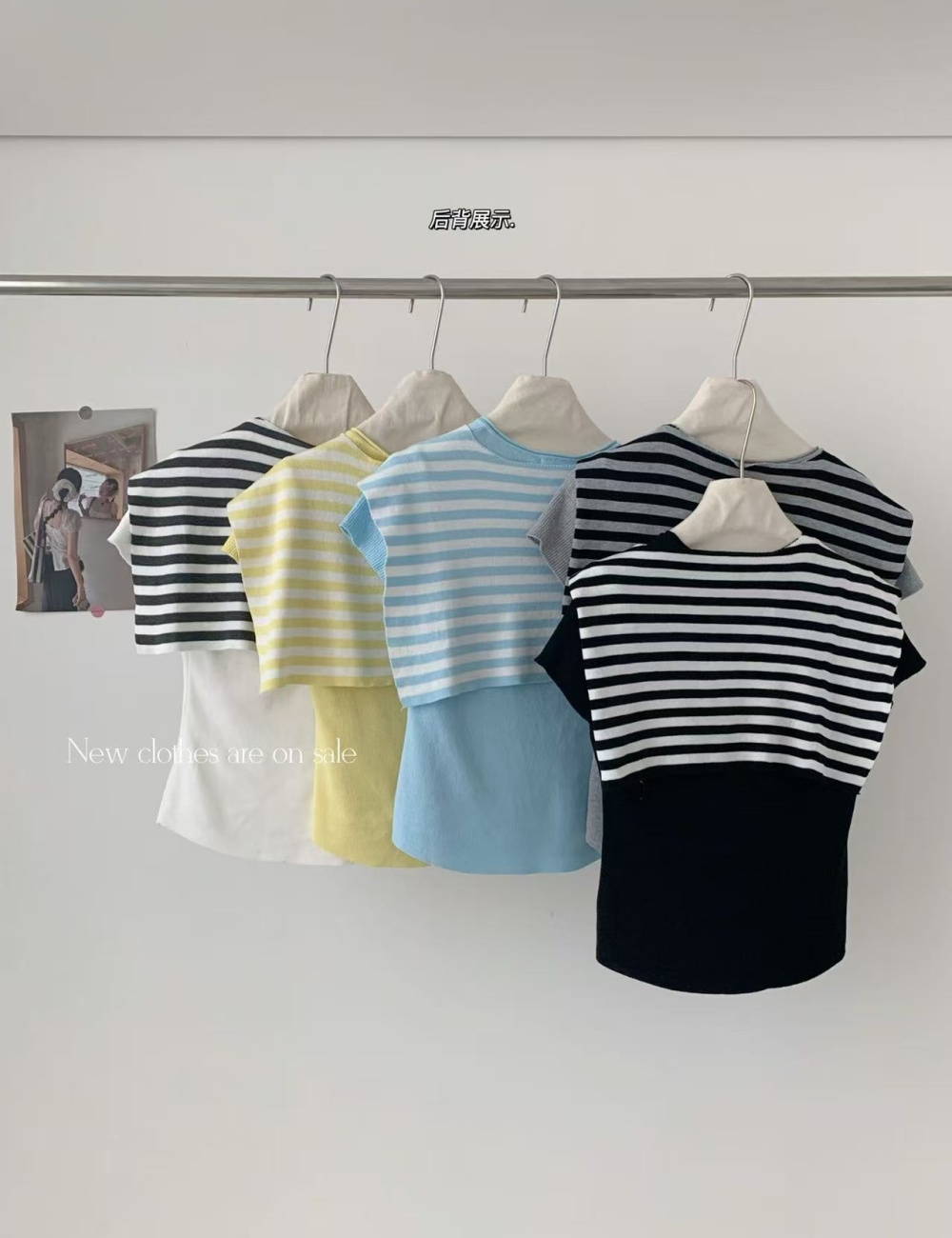 Knitted Korean style T-shirt pinched waist tops 2pcs set for women