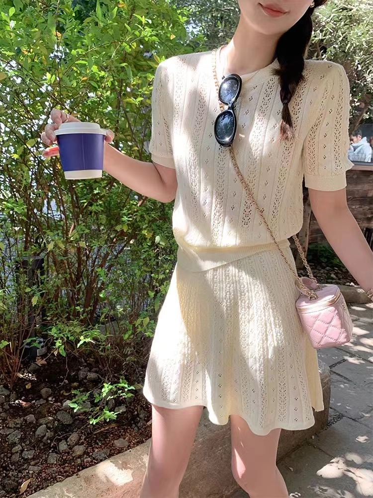 High waist T-shirt skirt 2pcs set for women