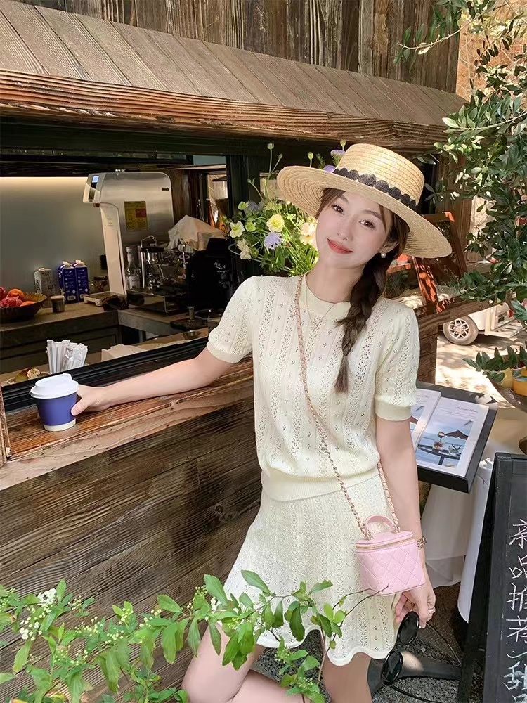High waist T-shirt skirt 2pcs set for women