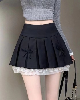 Spicegirl gray splice skirt A-line lace short skirt