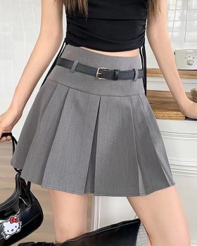 A-line spring and summer slim skirt high waist pleated belt