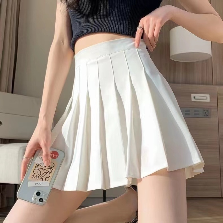 Buckle lengthen zip skirt short pleated uniform