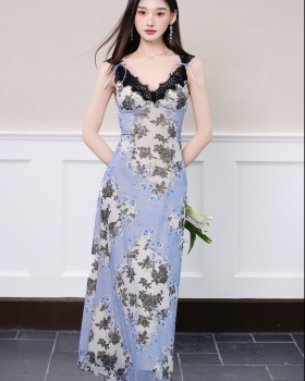 Gauze sling lace dress