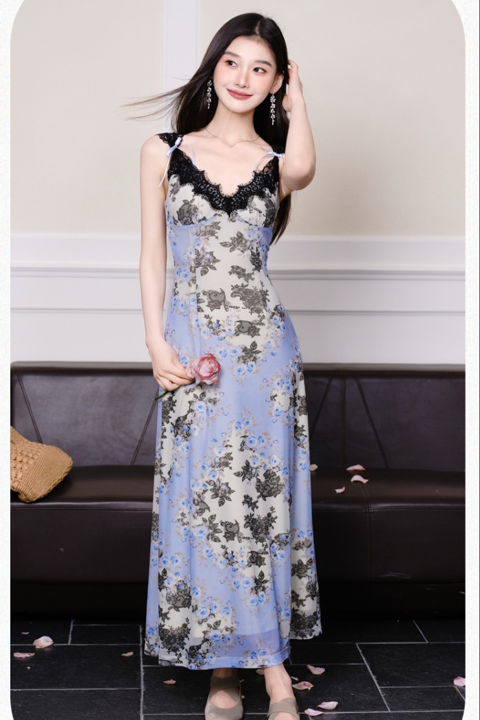 Gauze sling lace dress