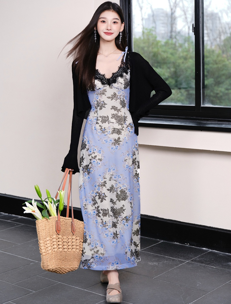 Sling lace jacket gauze cardigan a set