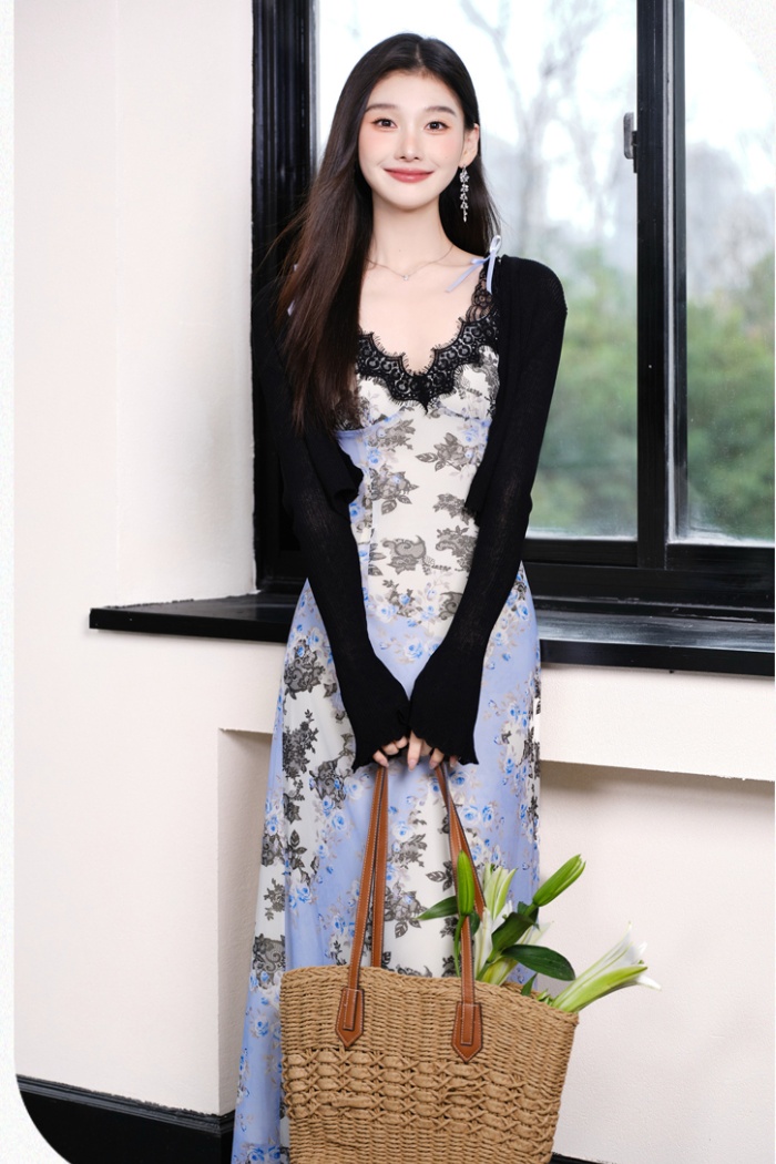 Sling lace jacket gauze cardigan a set