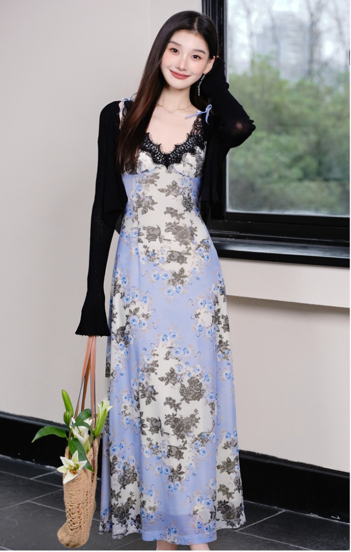 Sling lace jacket gauze cardigan a set