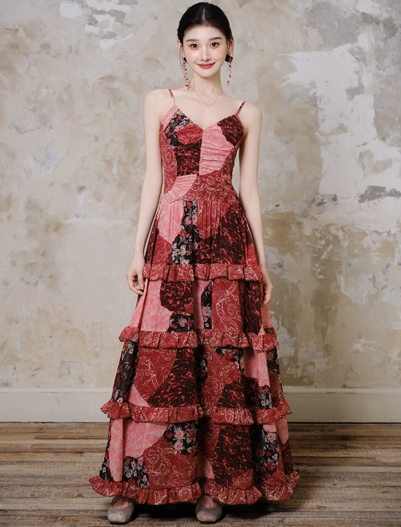 Lace sling floral dress