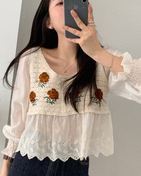 Korean style chiffon France style puff sleeve shirts