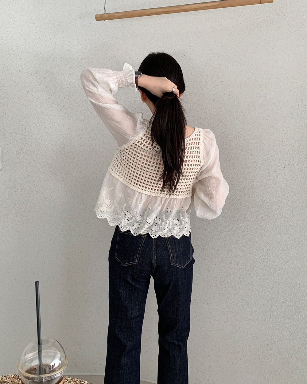 Korean style chiffon France style puff sleeve shirts