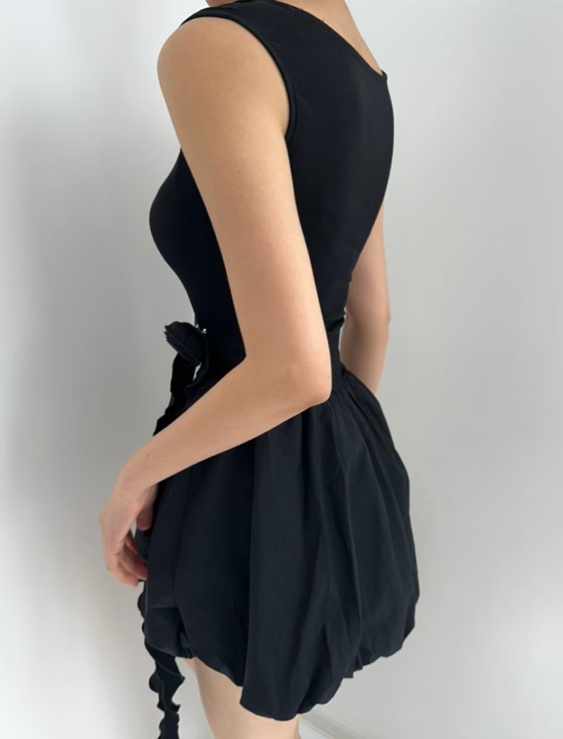 Lotus leaf edges Korean style vest flowers niche dress
