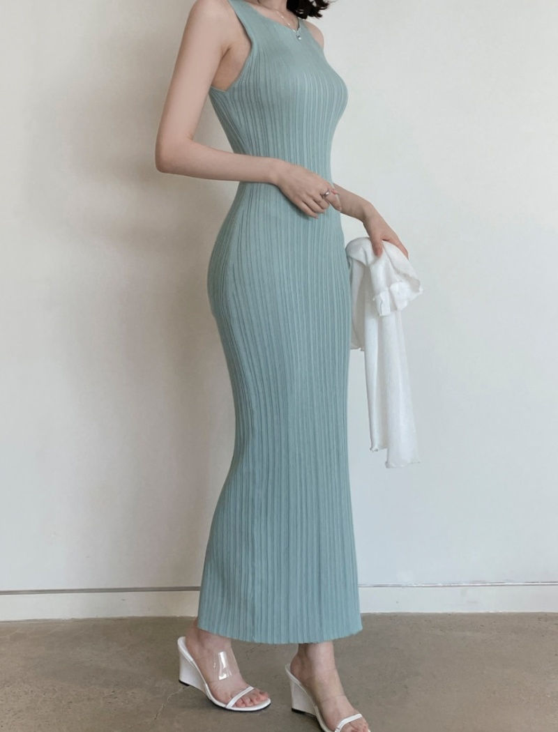 Sleeveless summer long dress slim dress for women