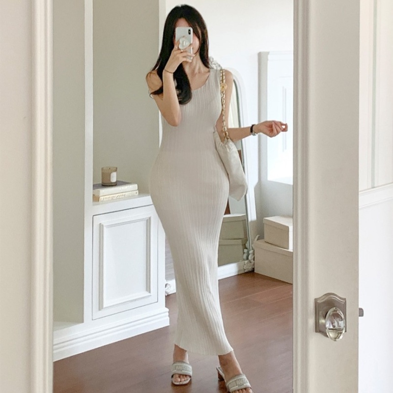 Sleeveless summer long dress slim dress for women