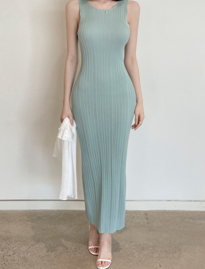 Sleeveless summer long dress slim dress for women