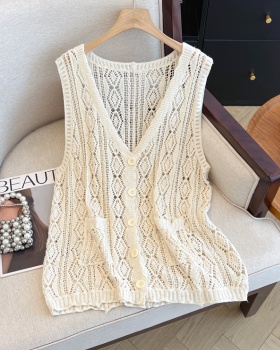 Crochet sleeveless hollow vest fat large yard tops