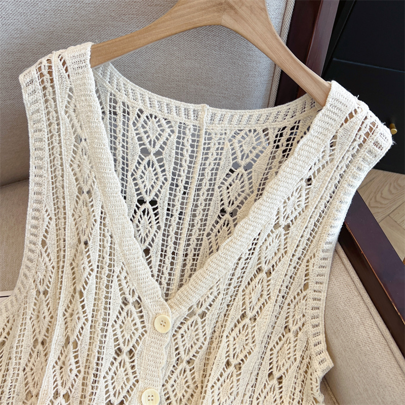 Crochet sleeveless hollow vest fat large yard tops