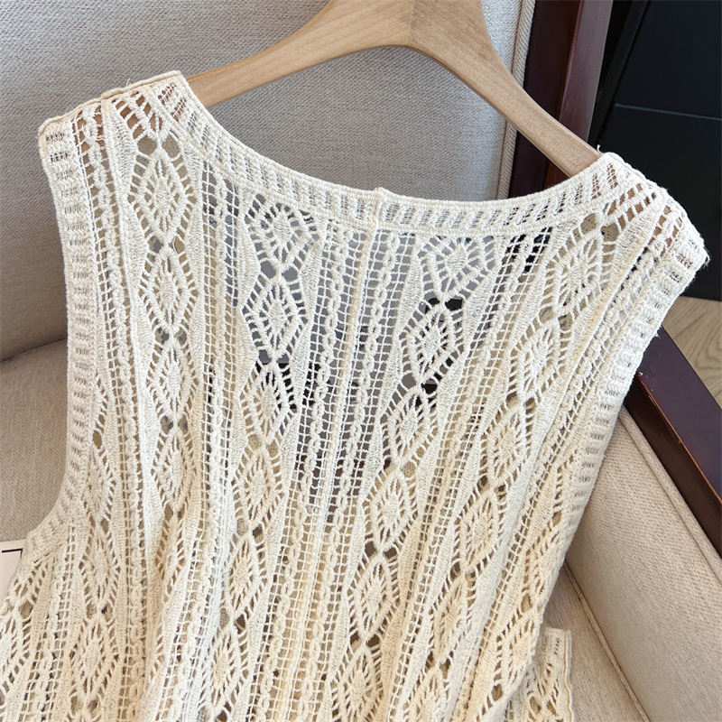 Crochet sleeveless hollow vest fat large yard tops