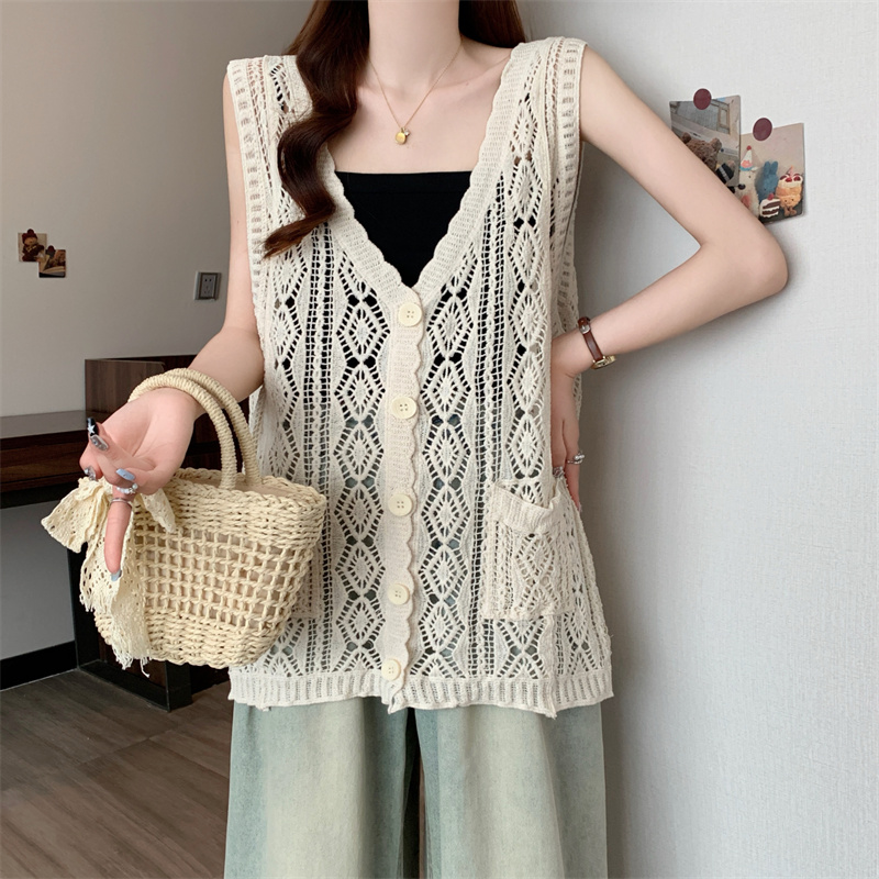 Large yard hollow wears outside vest summer crochet sweater