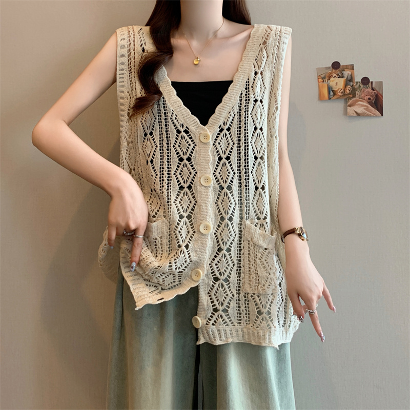 Large yard hollow wears outside vest summer crochet sweater