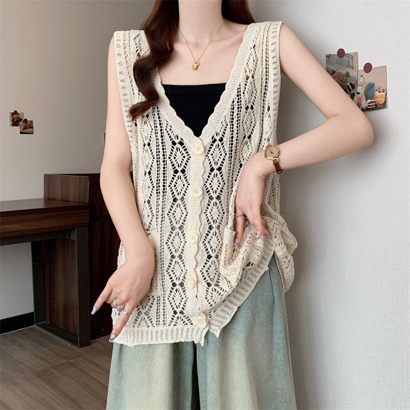 Large yard hollow wears outside vest summer crochet sweater