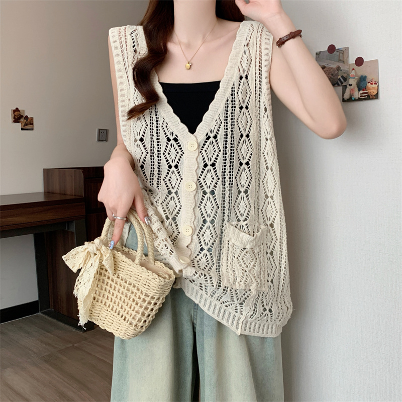 Large yard hollow wears outside vest summer crochet sweater