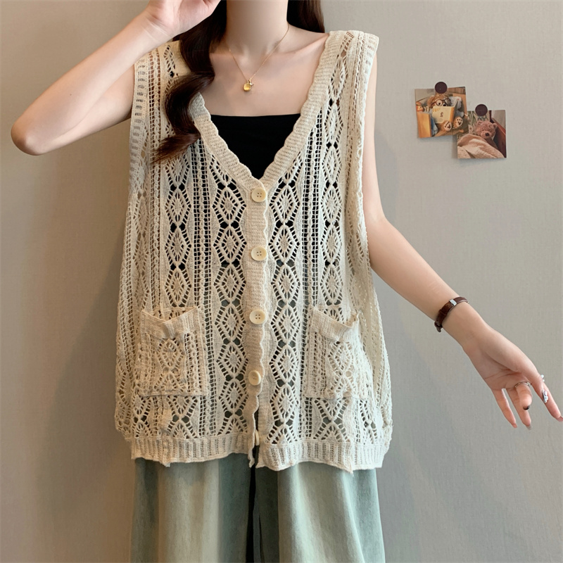 Large yard hollow wears outside vest summer crochet sweater